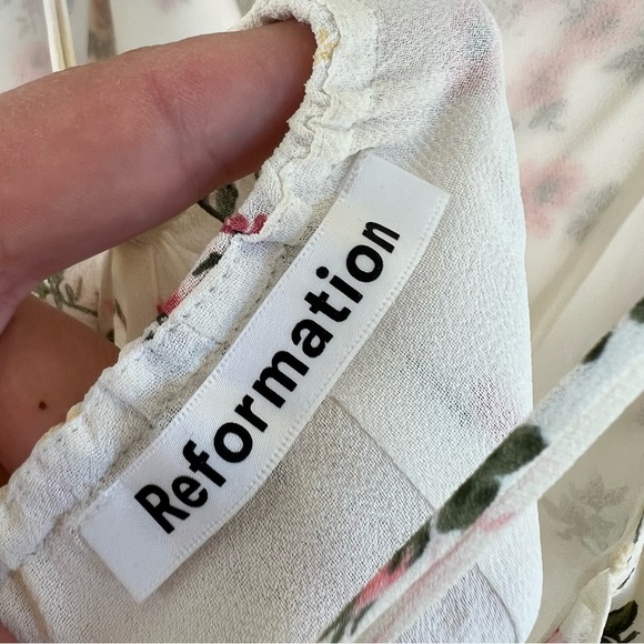 Reformation Floral Midi Dress - White and Pink - Picture 6 of 7